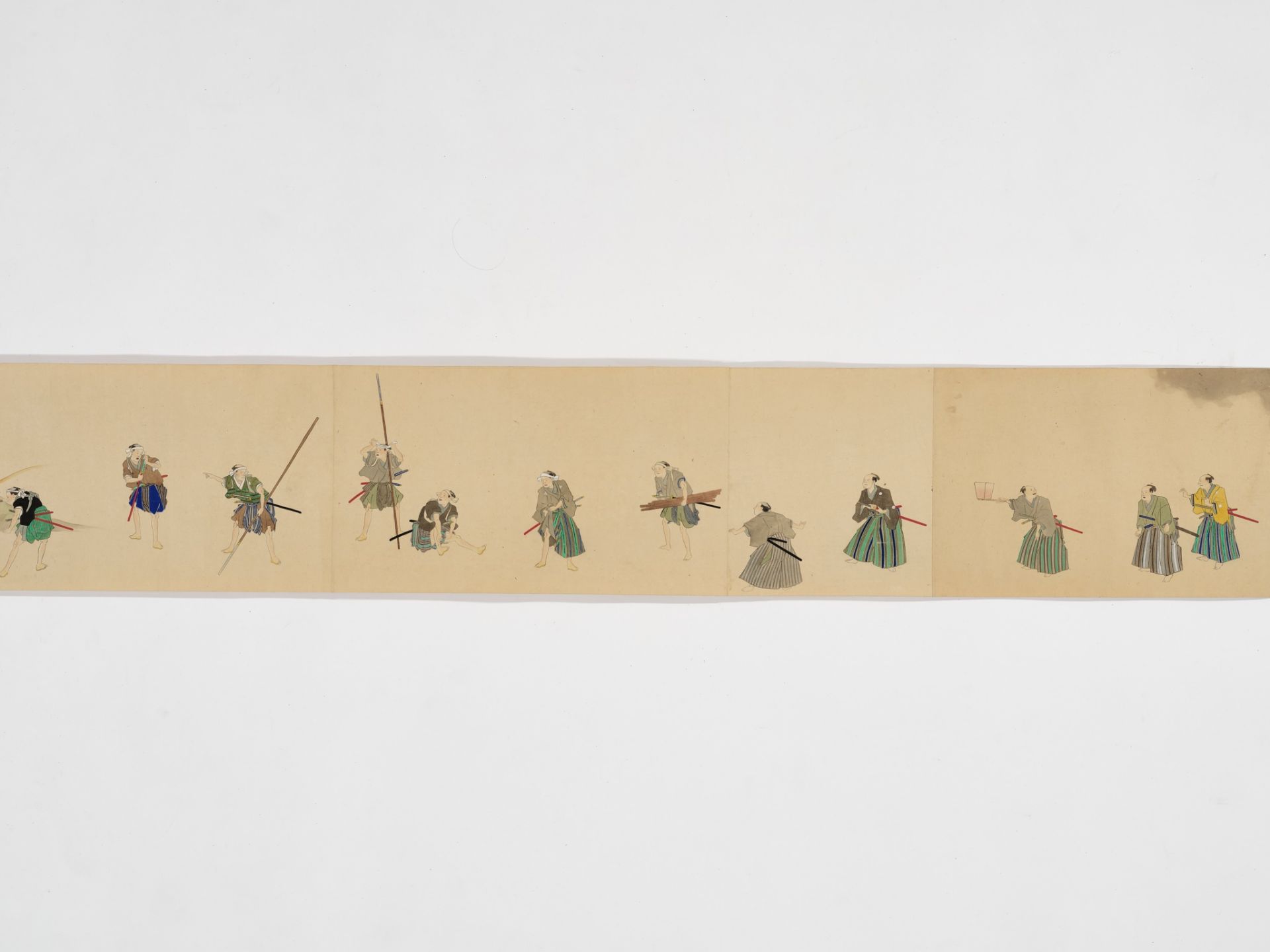 A LARGE AND RARE EMAKI HANDSCROLL WITH FOUR SEPARATE LEAVES, ONE WITH A DEPICTION OF GASHADOKURO - Image 12 of 24