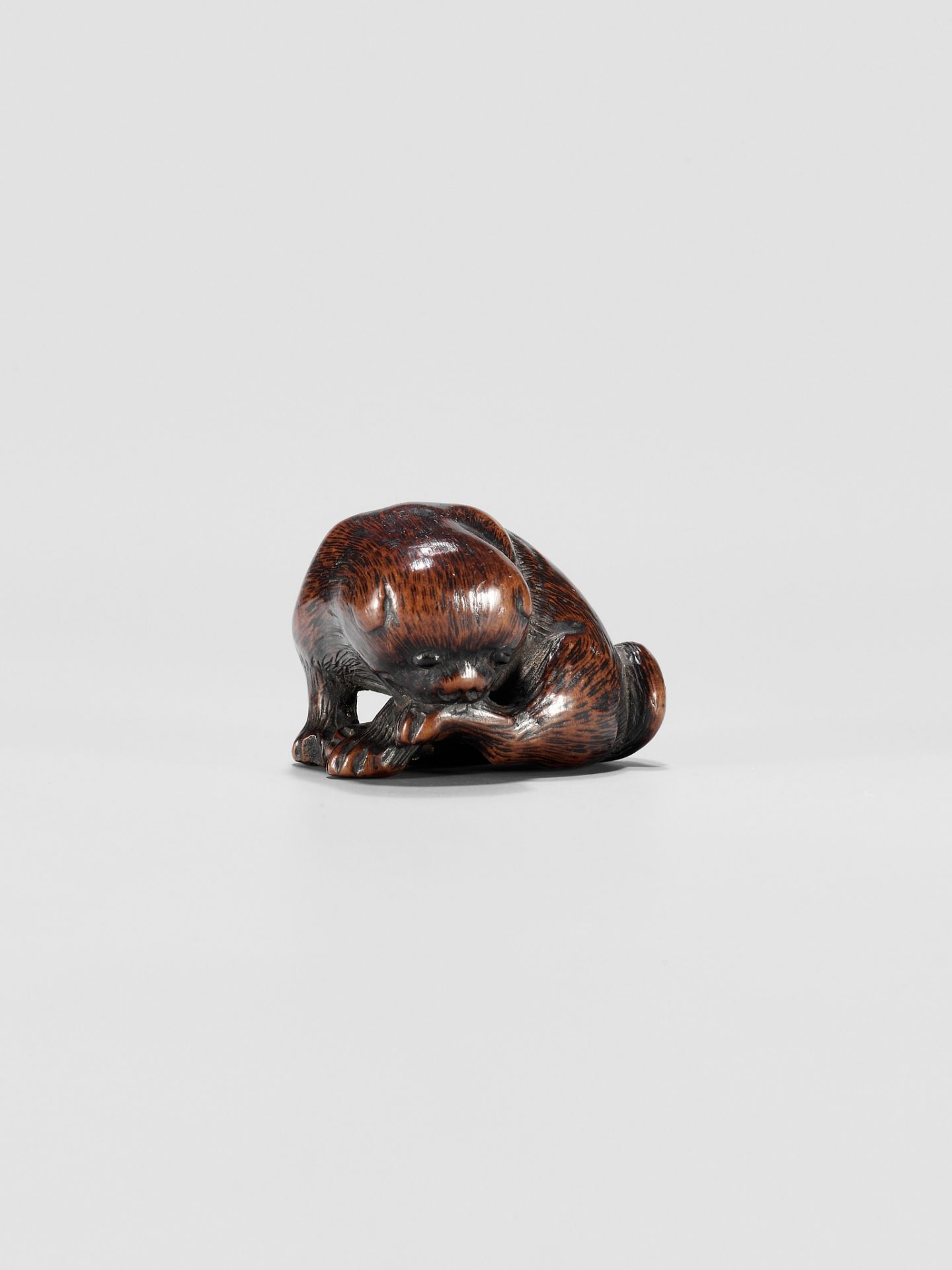 A WOOD NETSUKE OF A PUPPY - Image 8 of 10