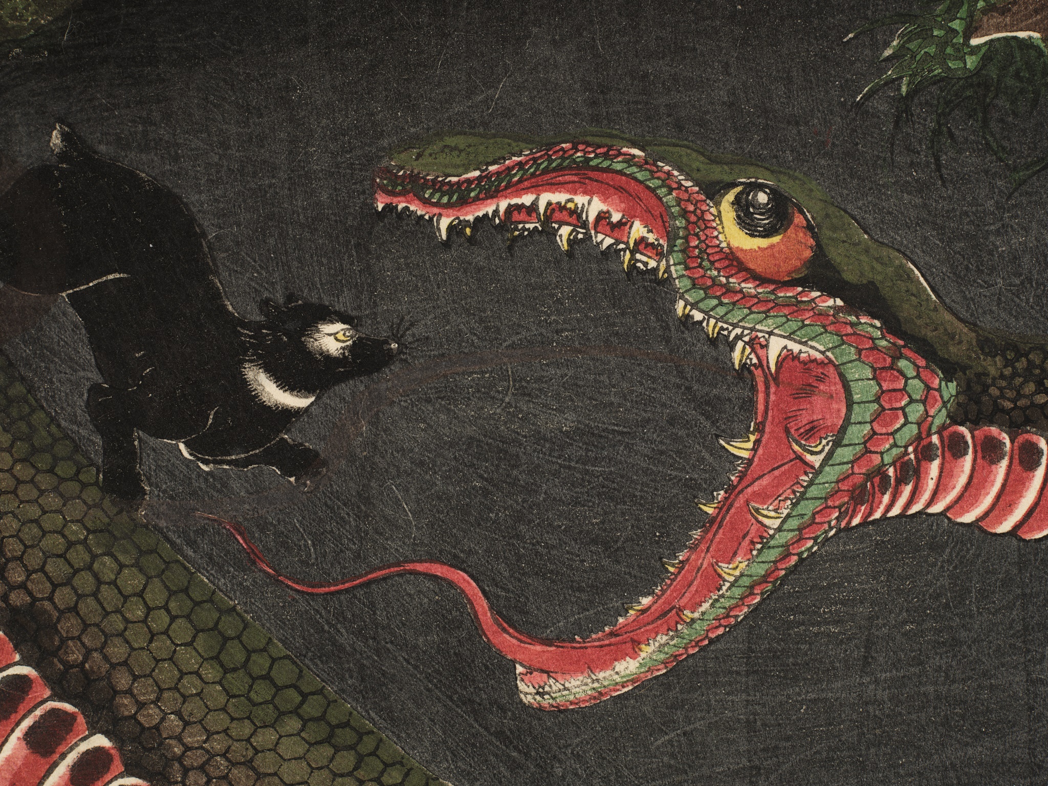 ICHIEISAI YOSHITSUYA: TRIPTYCH OF YORIMITSU TRIES TO CAPTURE HAKAMADARE BY DESTROYING HIS MAGIC - Image 2 of 17
