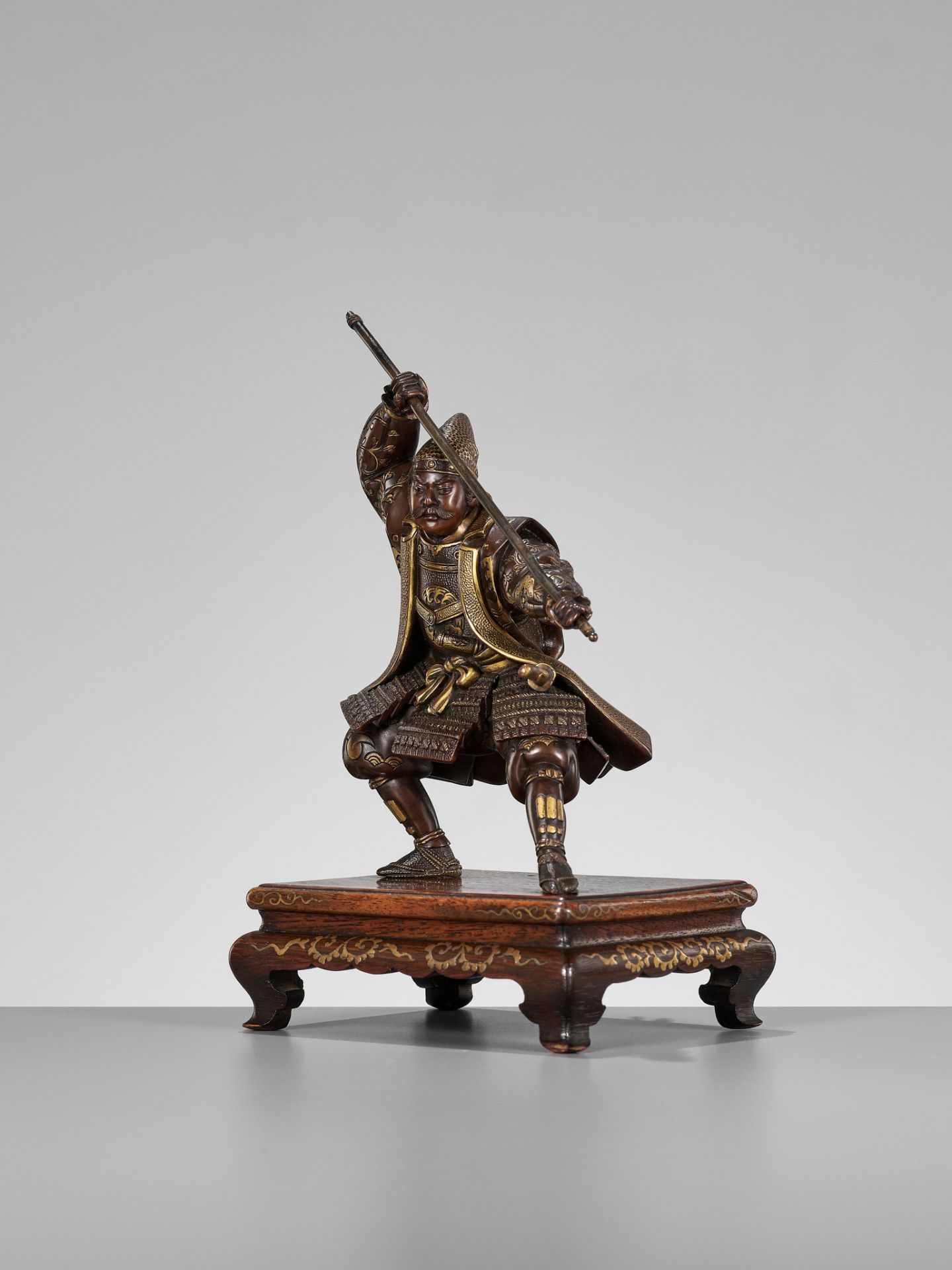 MIYAO: A PARCEL-GILT BRONZE FIGURE OF A WARRIOR - Image 5 of 12