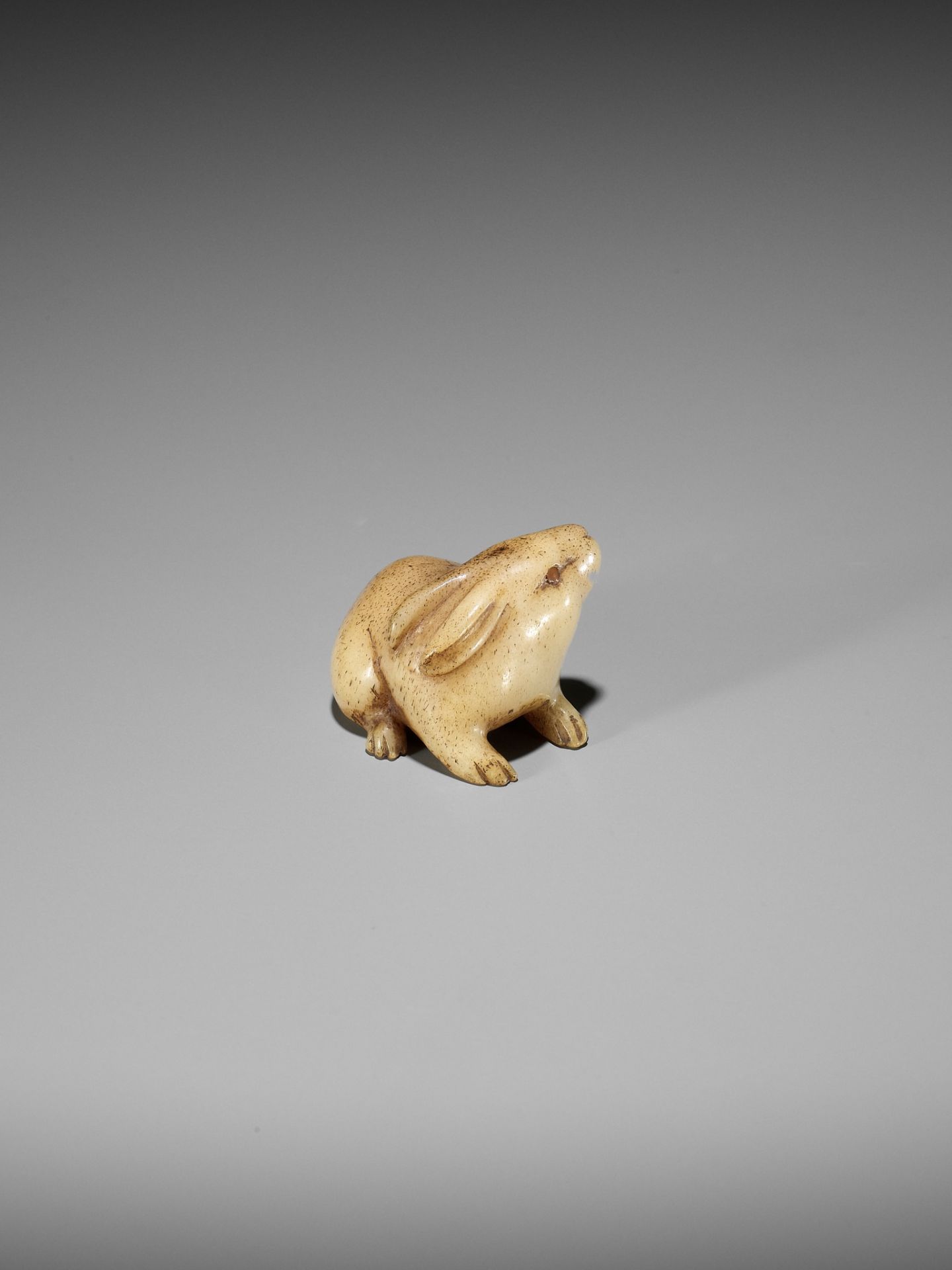 A CHARMING STAG ANTLER NETSUKE OF A HARE - Image 5 of 10