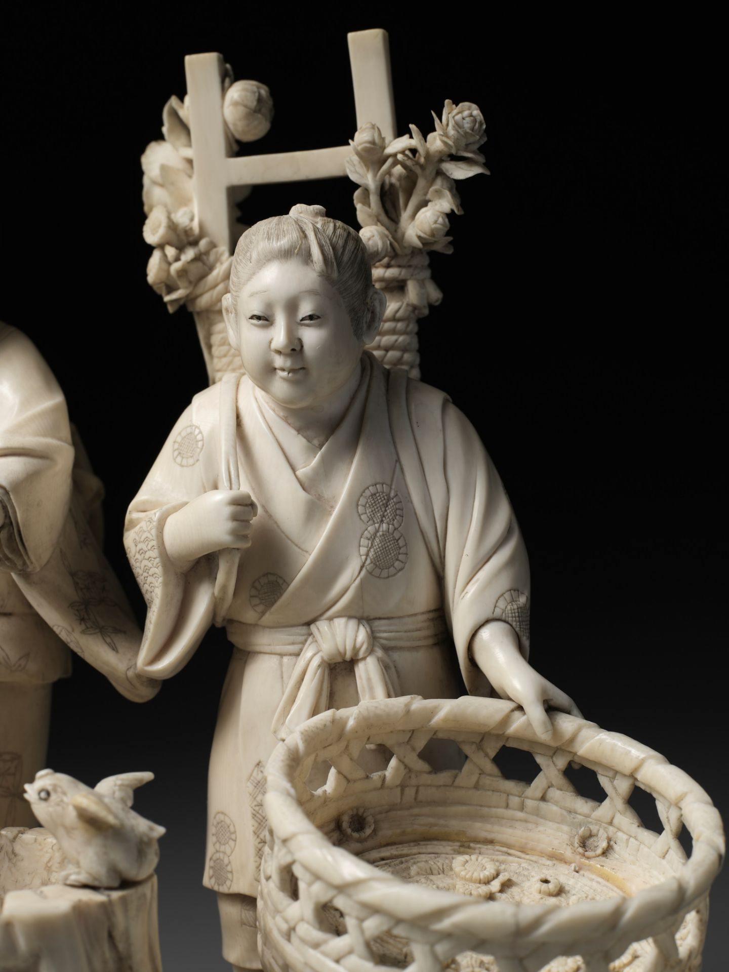 HIDEYUKI: AN IVORY OKIMONO DEPICTING A FARMER COUPLE - Image 3 of 12