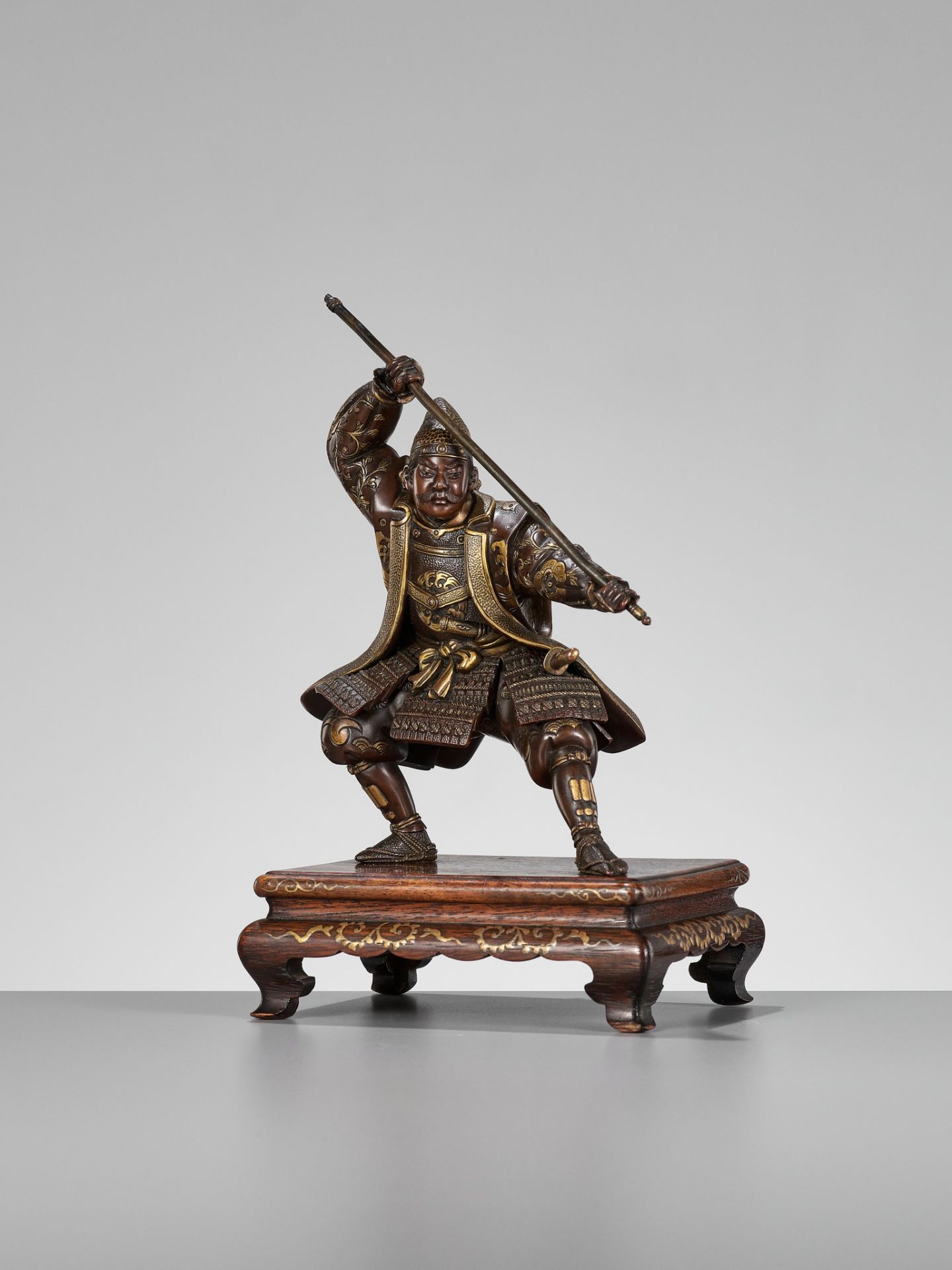 MIYAO: A PARCEL-GILT BRONZE FIGURE OF A WARRIOR - Image 4 of 12