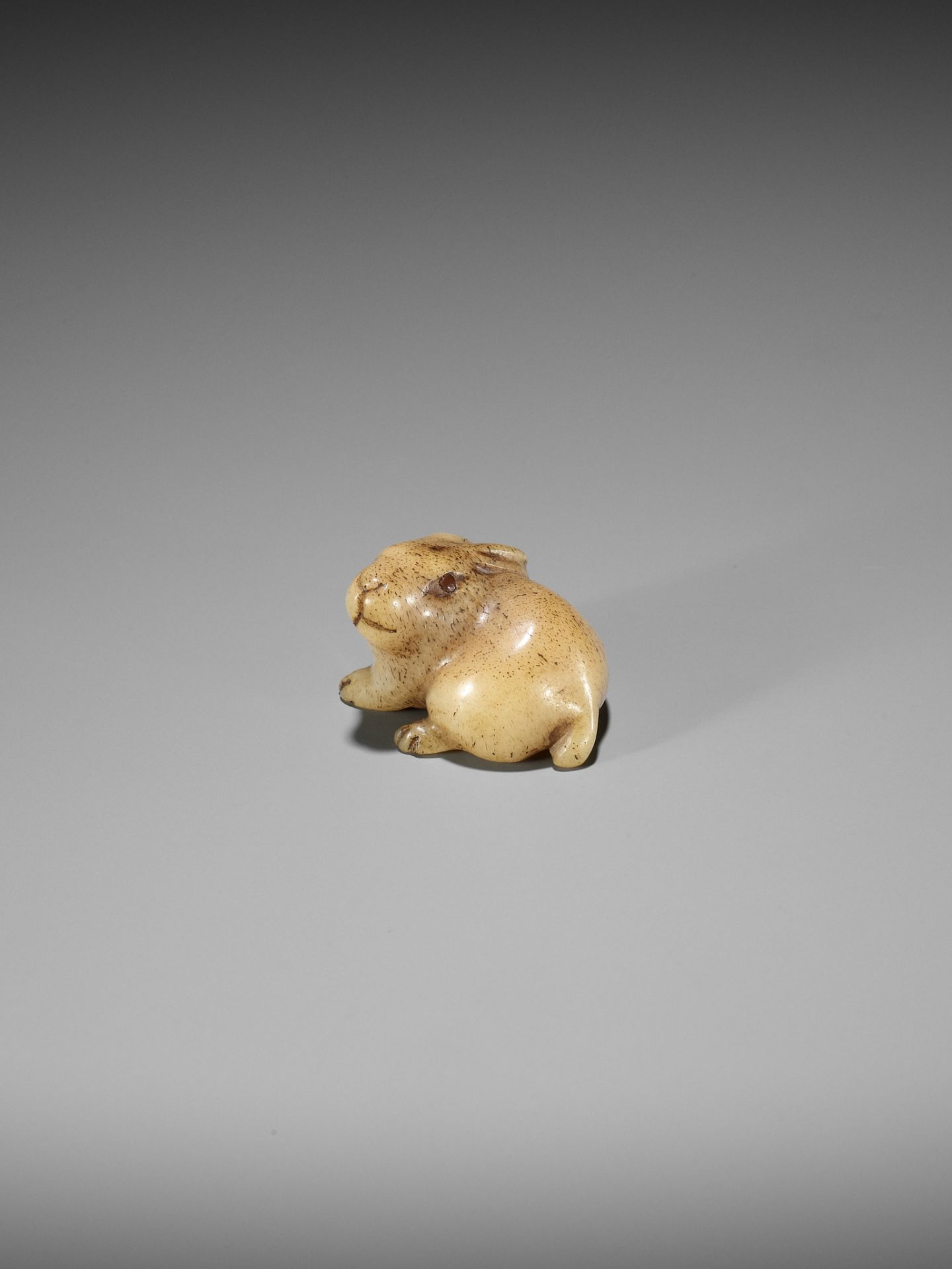 A CHARMING STAG ANTLER NETSUKE OF A HARE - Image 8 of 10