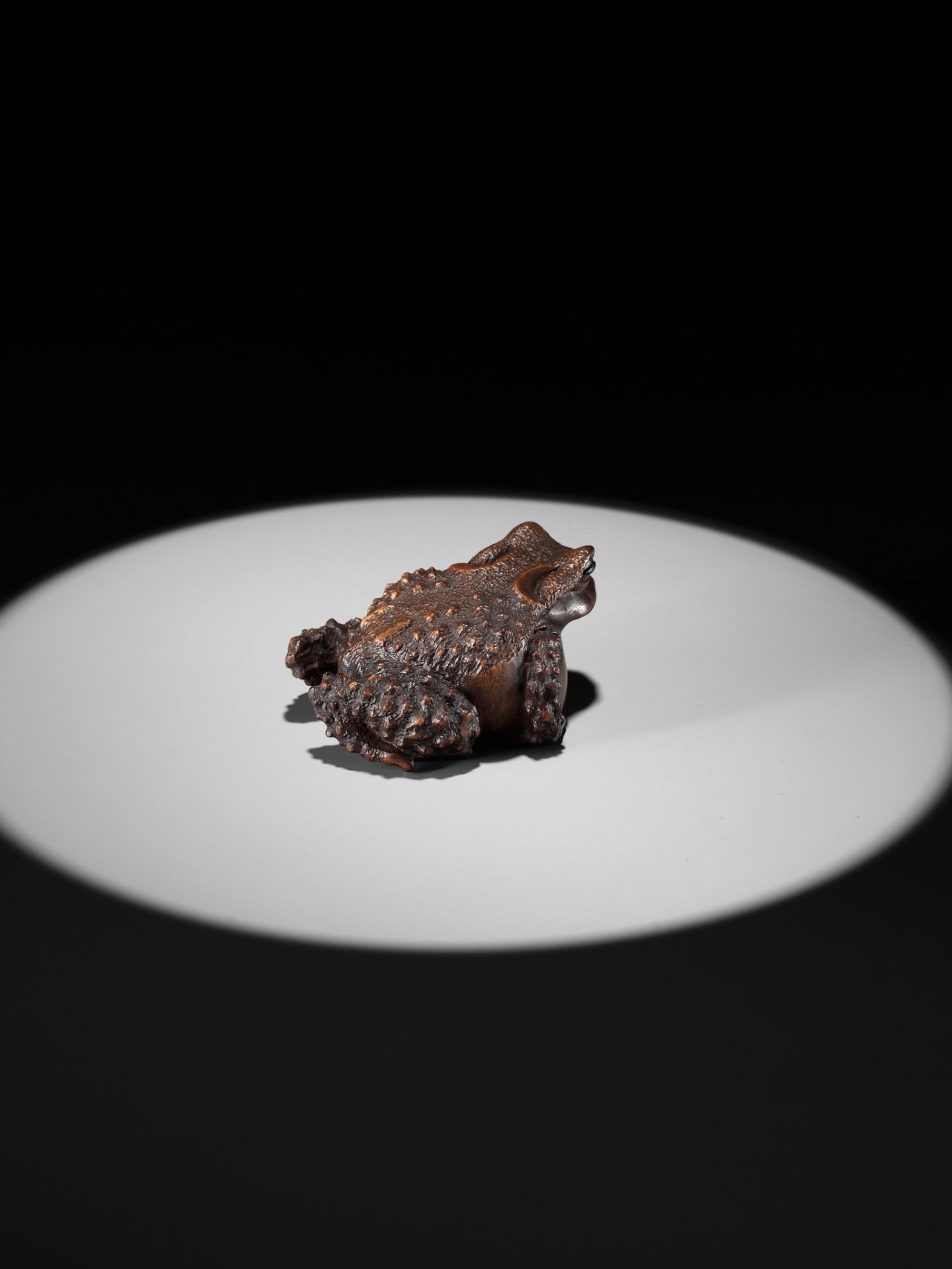 MASANAO: A FINE WOOD MINIATURE OKIMONO OF A TOAD - Image 7 of 12