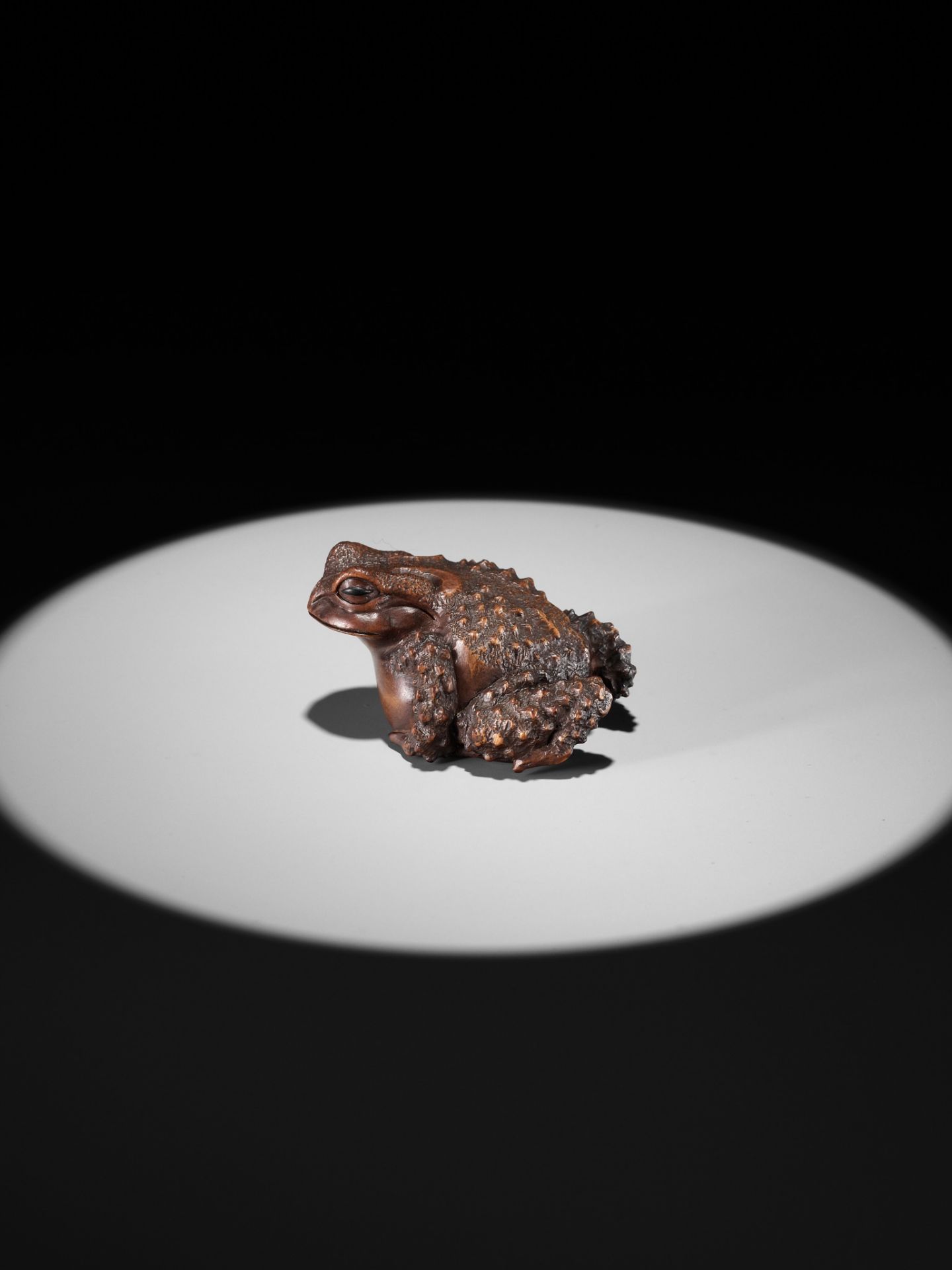 MASANAO: A FINE WOOD MINIATURE OKIMONO OF A TOAD - Image 10 of 12