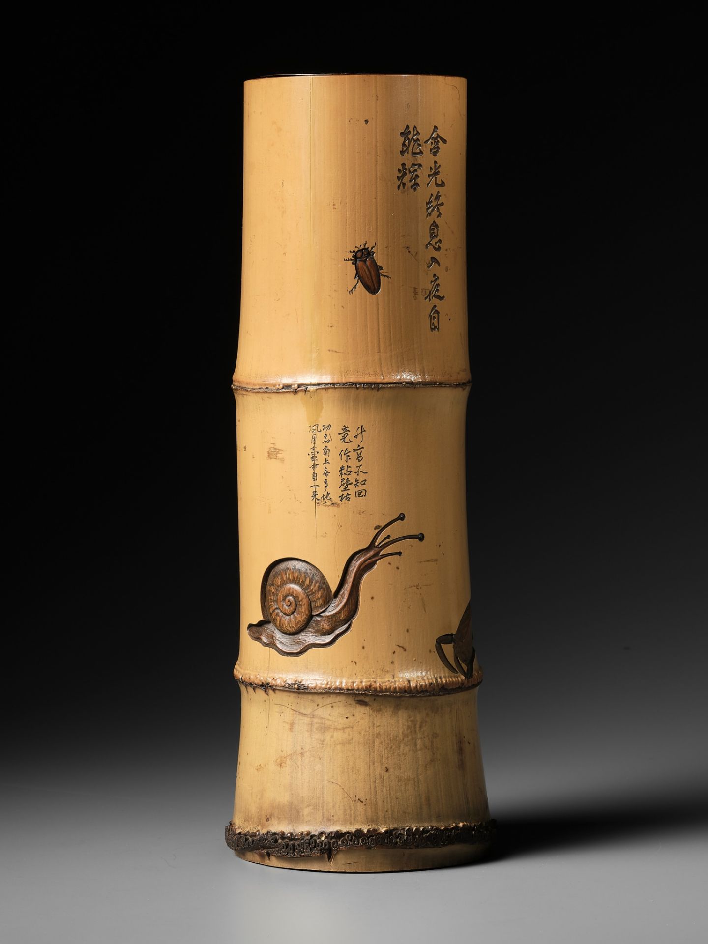 KANO TESSAI: A BAMBOO BRUSHPOT WITH KANSHI POEMS