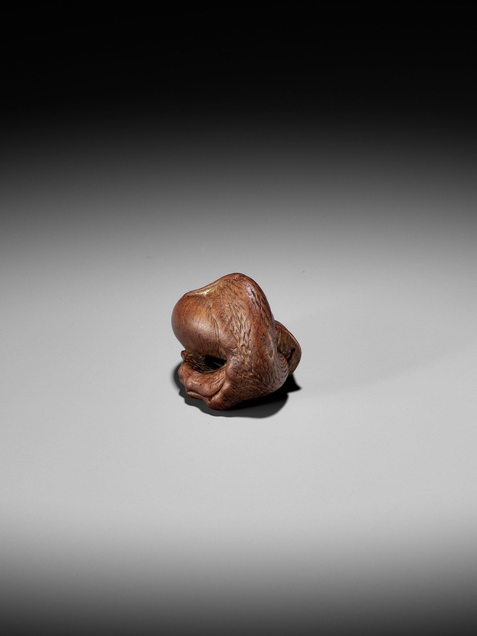 YASUTADA: A WOOD NETSUKE OF A SNAIL EMERGING FROM ITS SHELL - Image 7 of 13