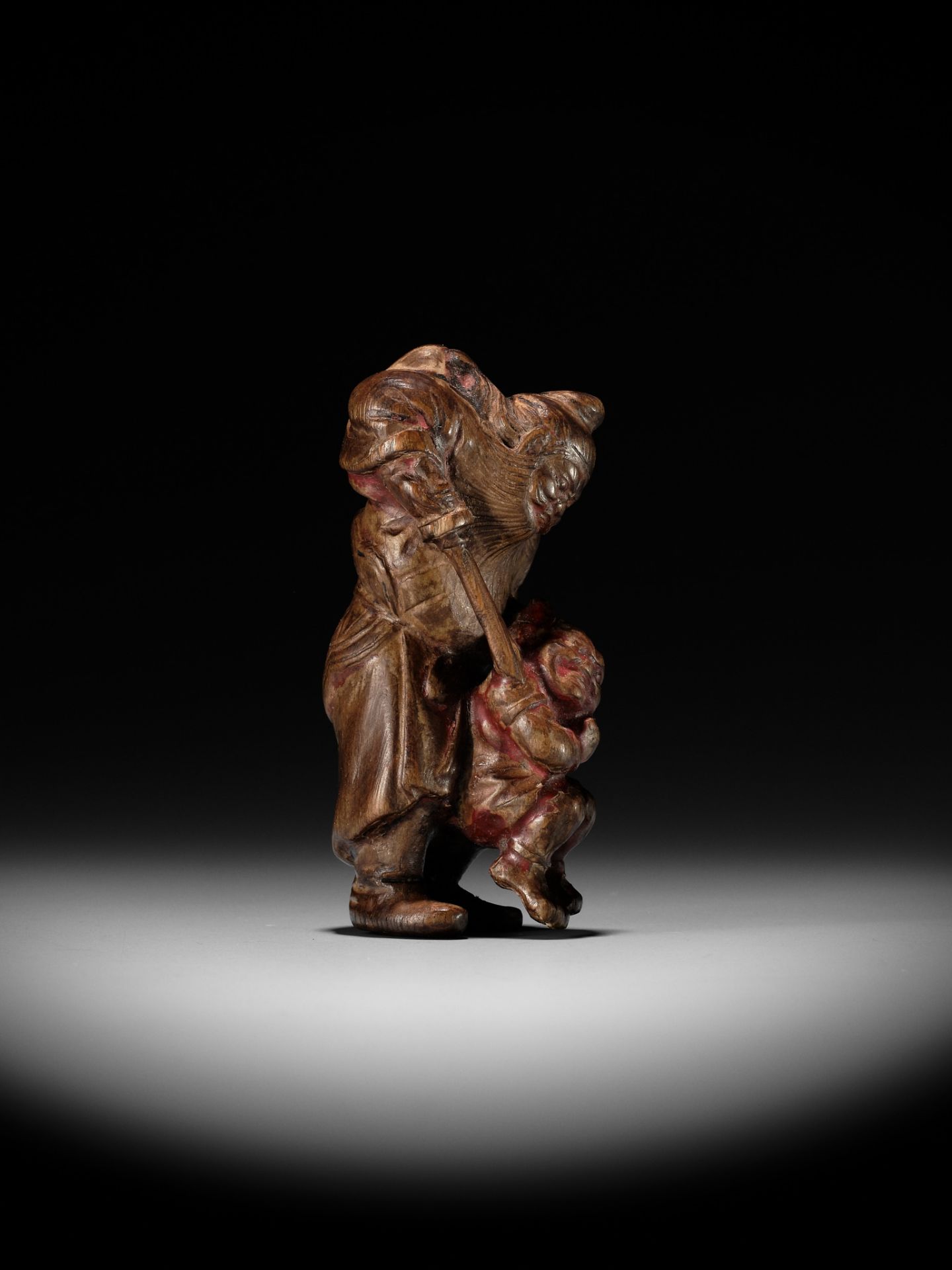 A POWERFUL SAISHIKI NETSUKE OF SHOKI AND ONI, STYLE OF YOSHIMURA SHUZAN - Image 10 of 12