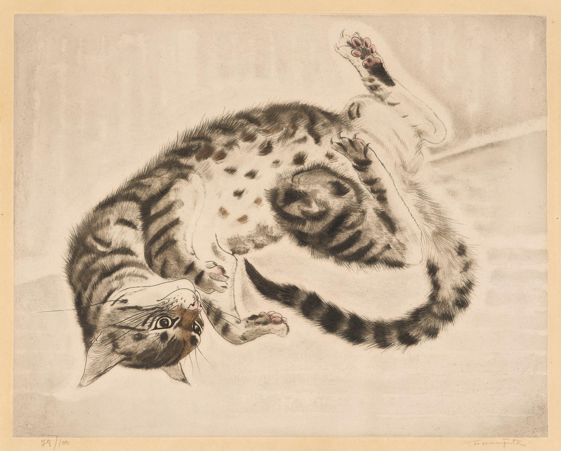 LEONARD TSUGUHARU FOUJITA (1886-1968), TWISTING CAT, FROM LES CHATS