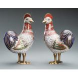 A PAIR OF CLOISONNE ENAMEL FIGURES OF COCKERELS, c. 1920s