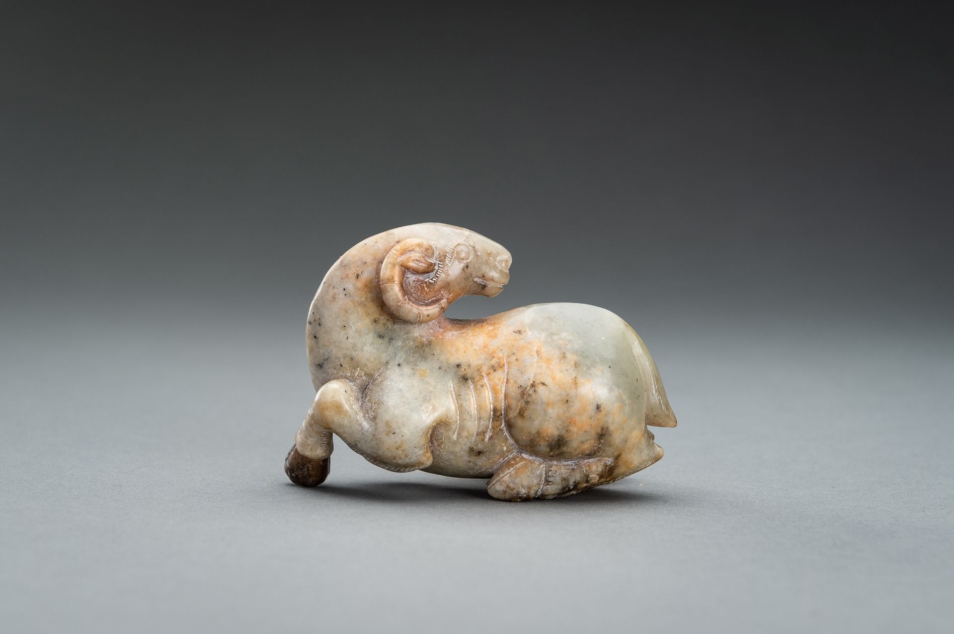 A CELADON JADE RAM GROUP, QING - Image 2 of 10