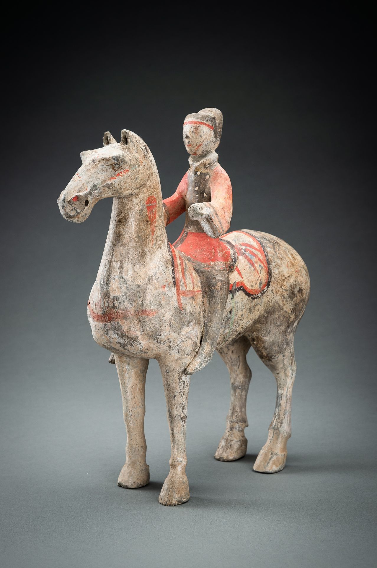 A POTTERY FIGURE OF AN EQUESTRIAN, HAN DYNASTY - Image 7 of 17
