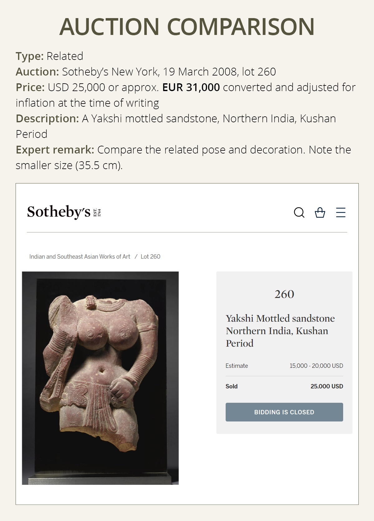 A SANDSTONE TORSO OF A YAKSHI, INDIA, MATHURA, KUSHAN PERIOD, 1ST-2ND CENTURY - Image 5 of 12