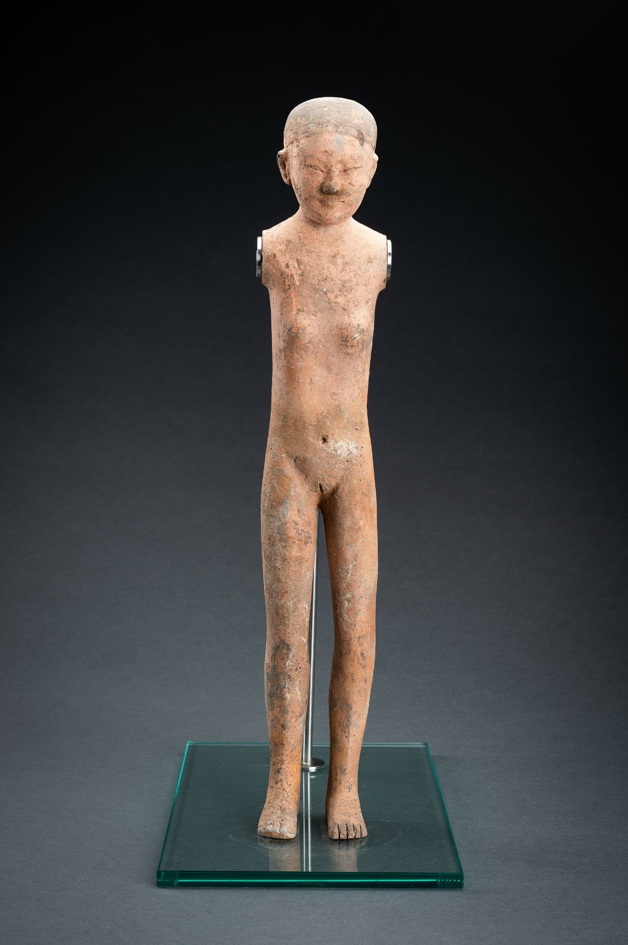 A RARE POTTERY FIGURE OF A FEMALE, WESTERN HAN - Image 2 of 16
