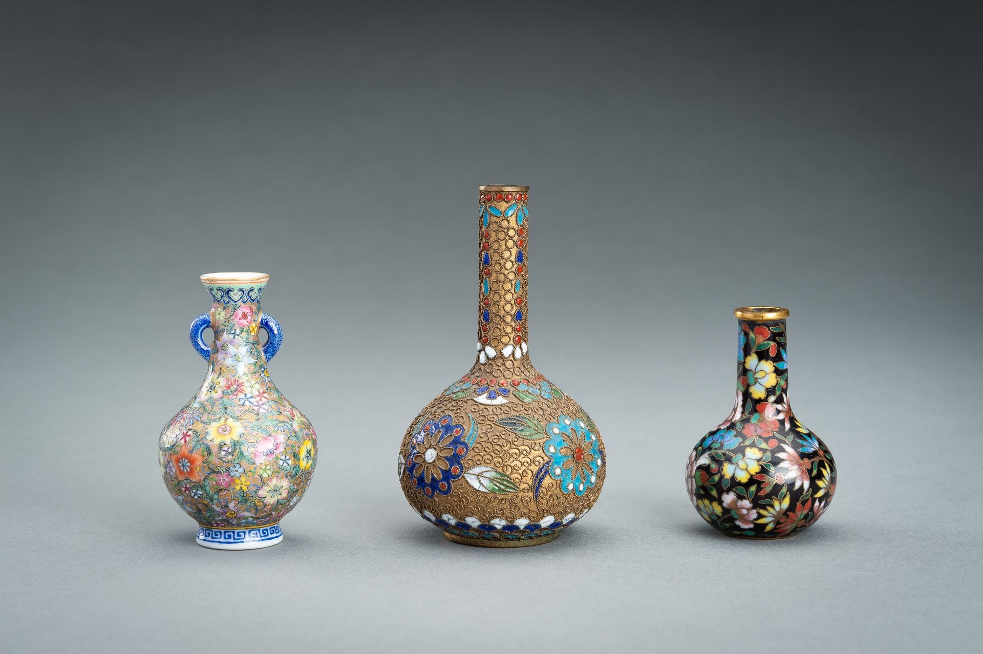 A GROUP OF THREE MINIATURE BOTTLE VASES, c. 1920s - Image 5 of 14