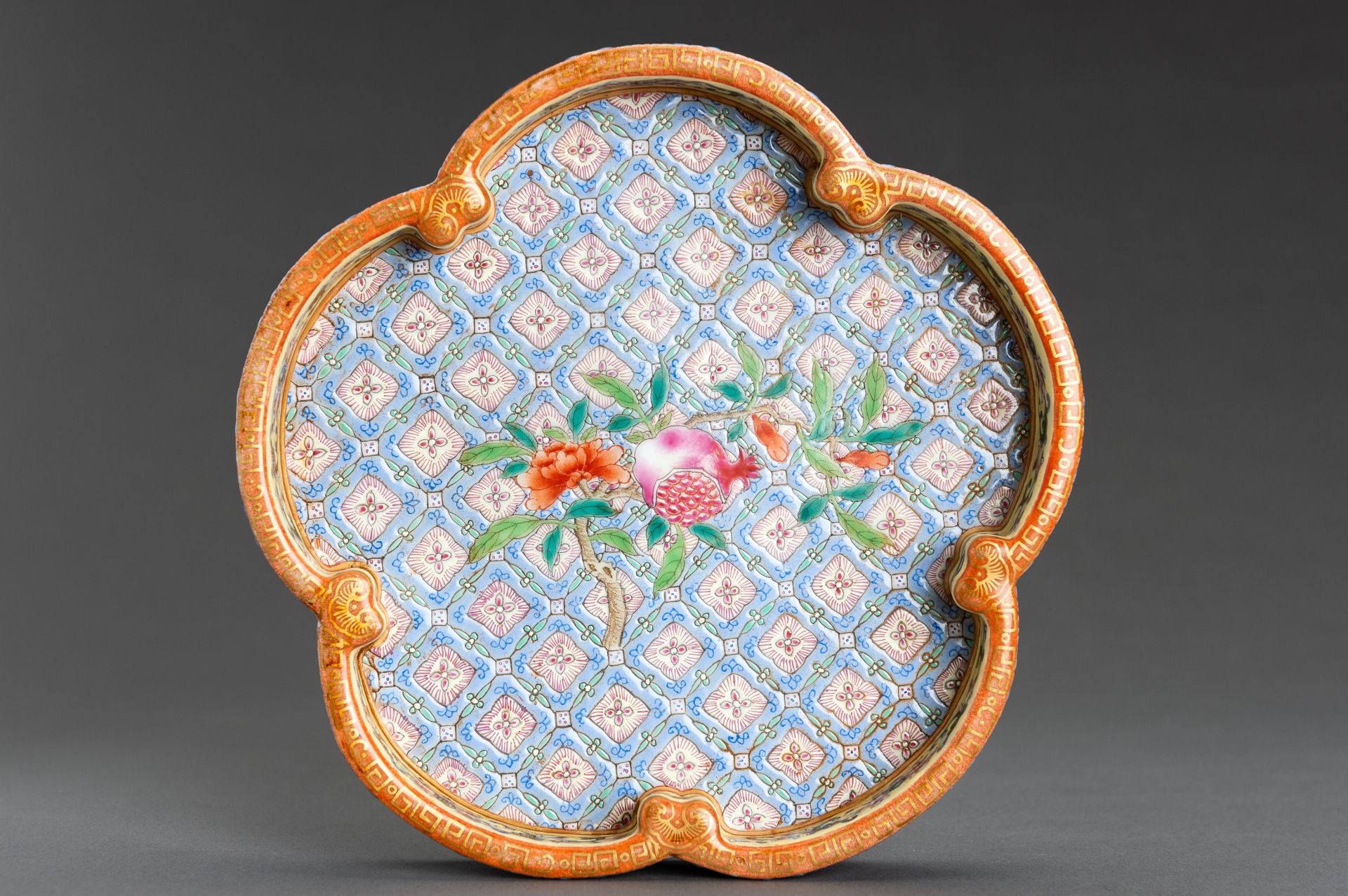 A FAMILLE ROSE 'BLOSSOM' PORCELAIN DISH