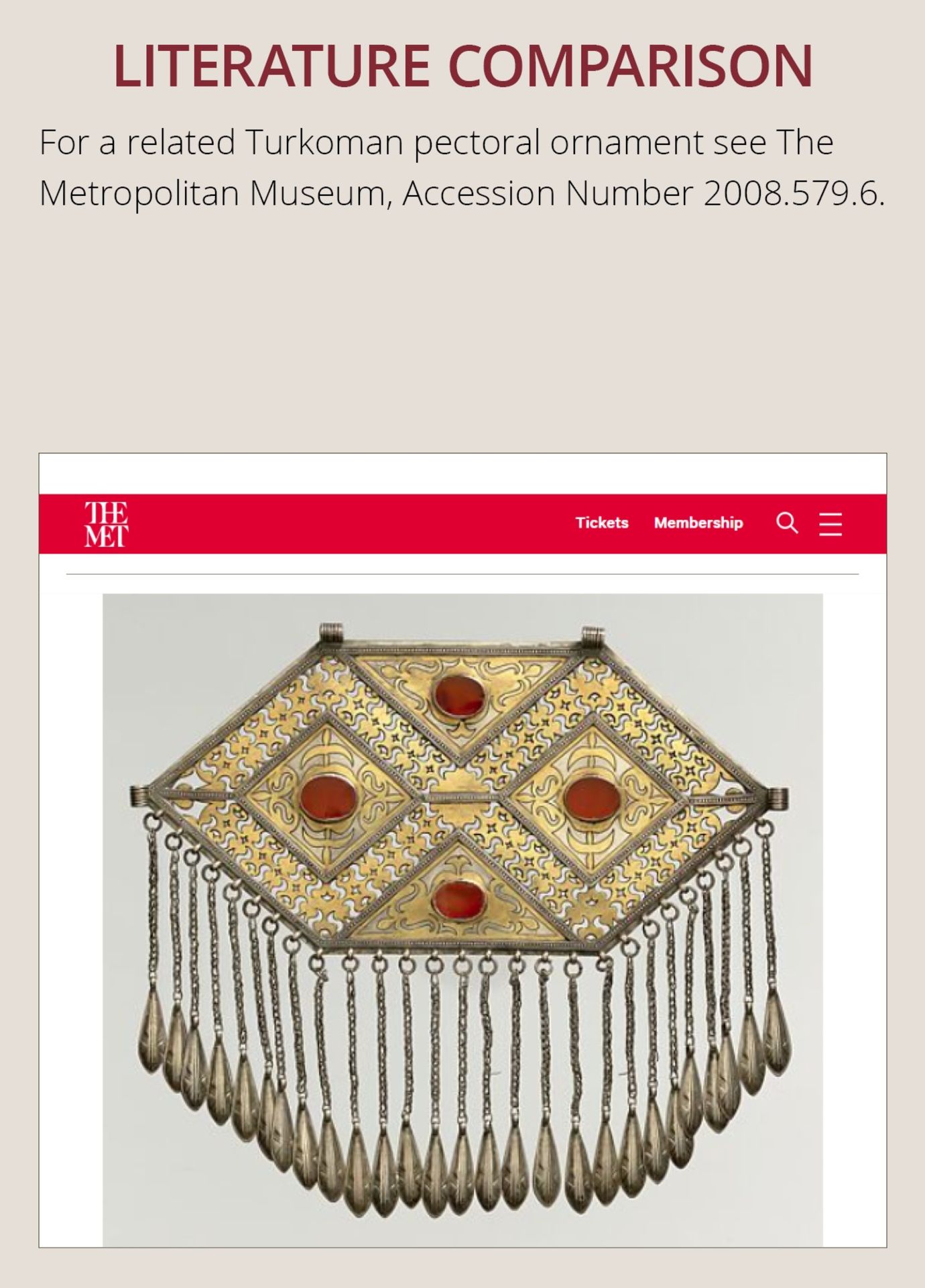 A TURKOMAN METAL AND CARNELIAN CHEST ORNAMENT, c. 1900s - Image 5 of 10