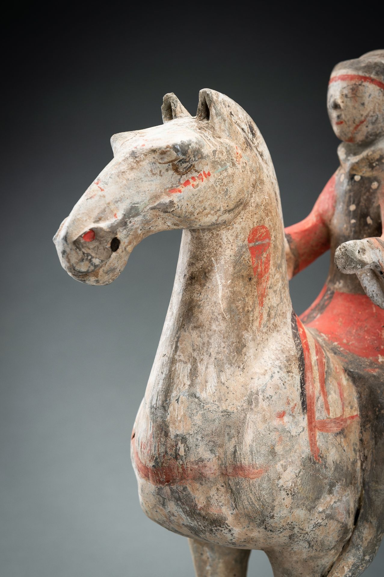 A POTTERY FIGURE OF AN EQUESTRIAN, HAN DYNASTY - Image 8 of 17