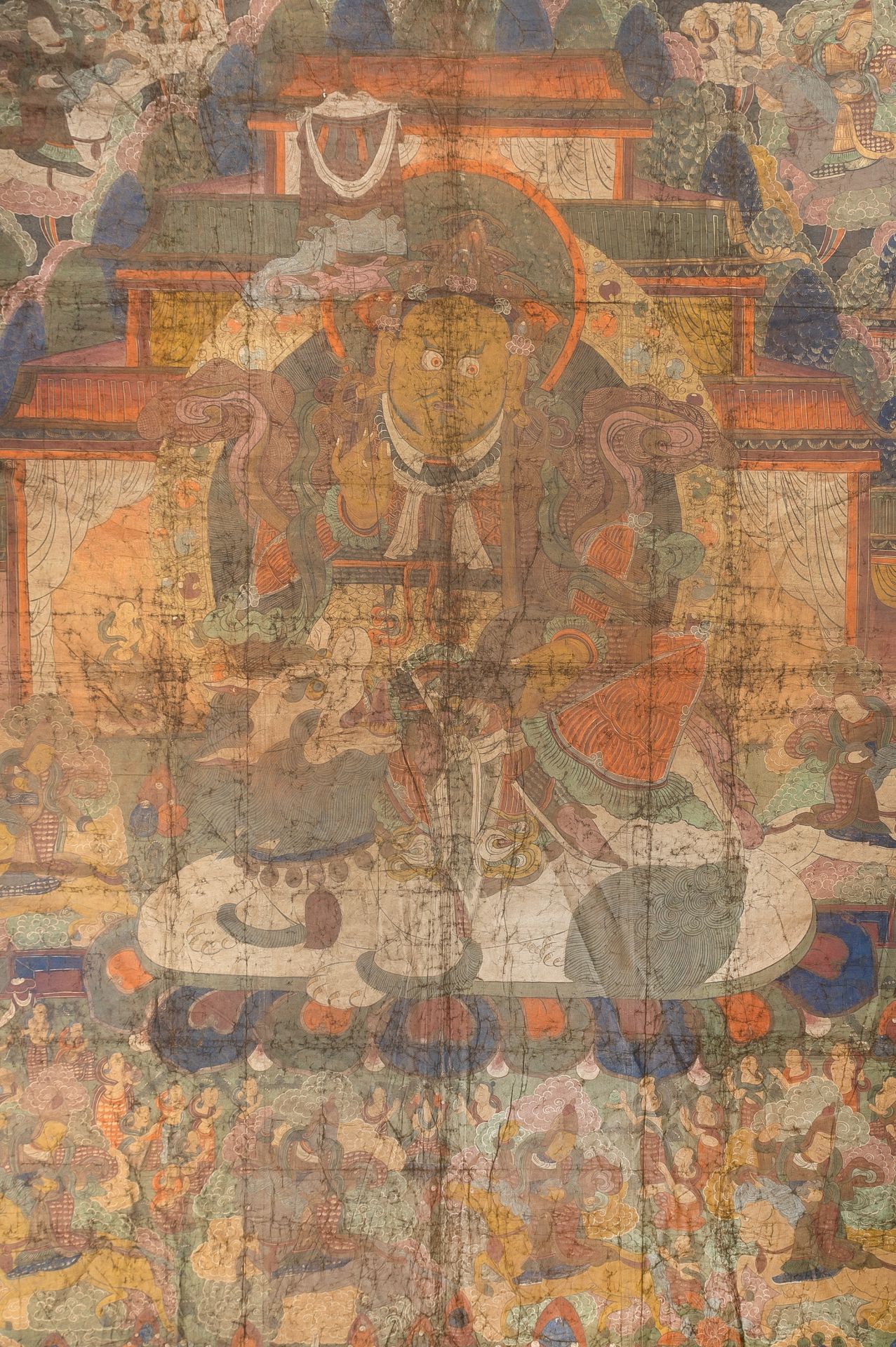 A VERY LARGE THANGKA OF VAISHRAVANA - Image 2 of 11