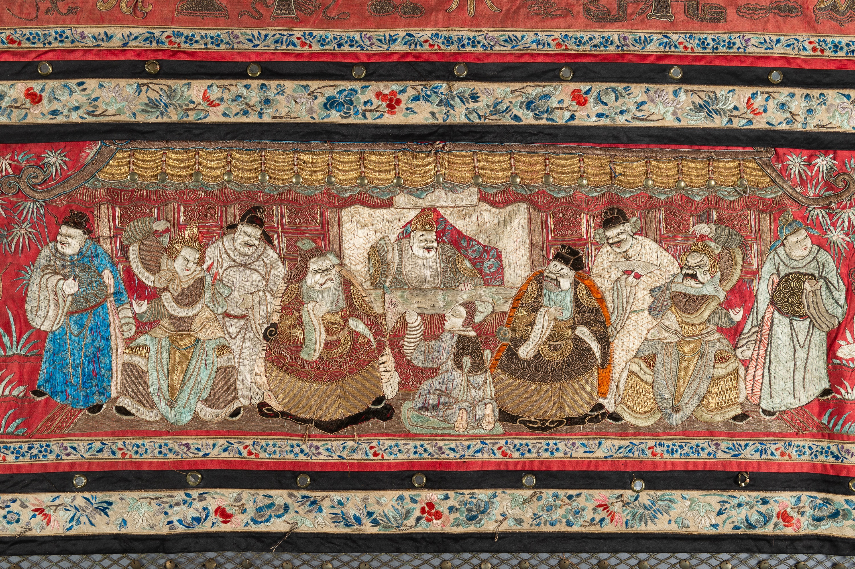 A LARGE EMBROIDERED WALL PANEL, QING - Image 14 of 26