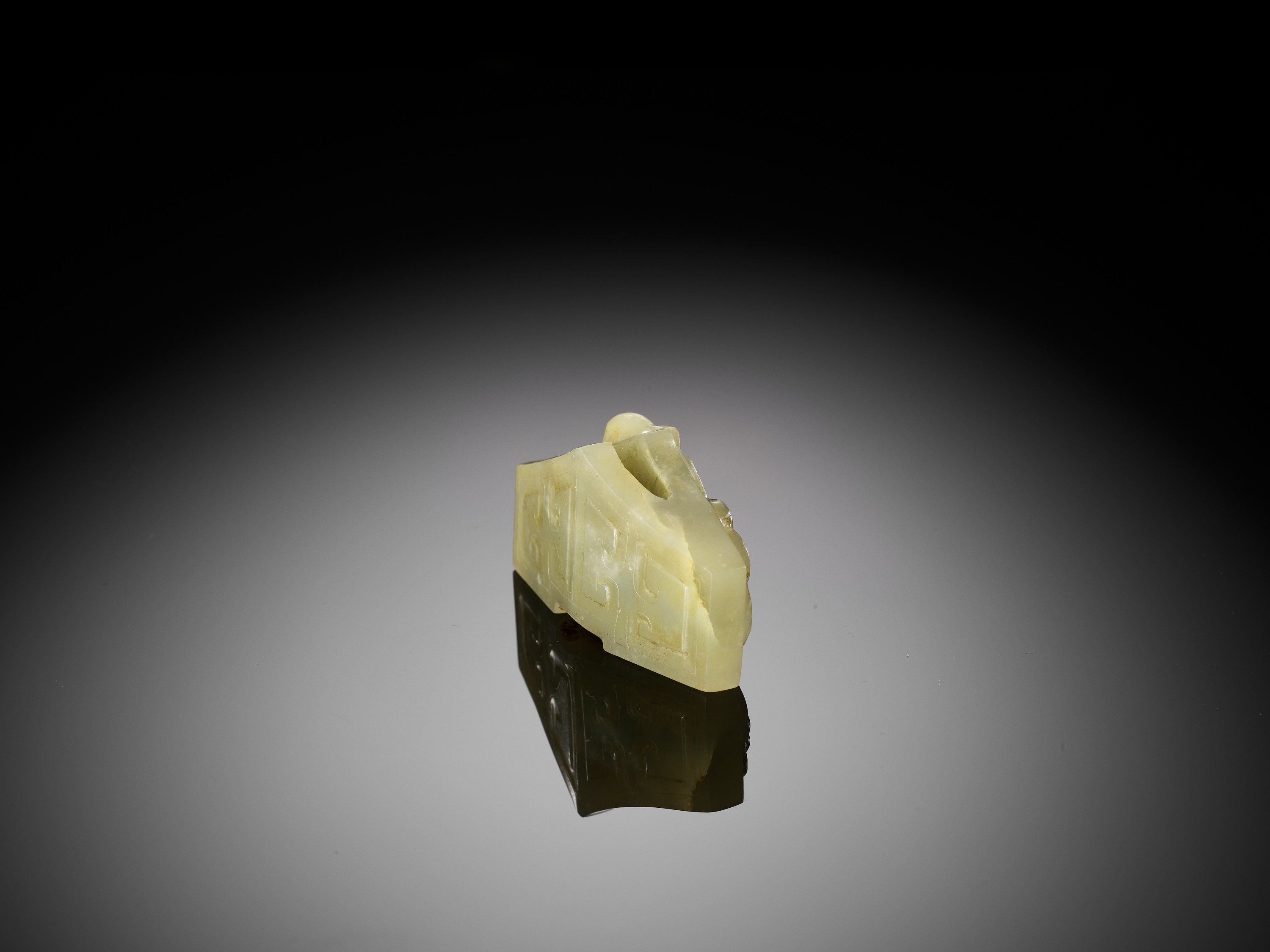 A CELADON JADE SWORD GUARD, WESTERN HAN DYNASTY - Image 9 of 13