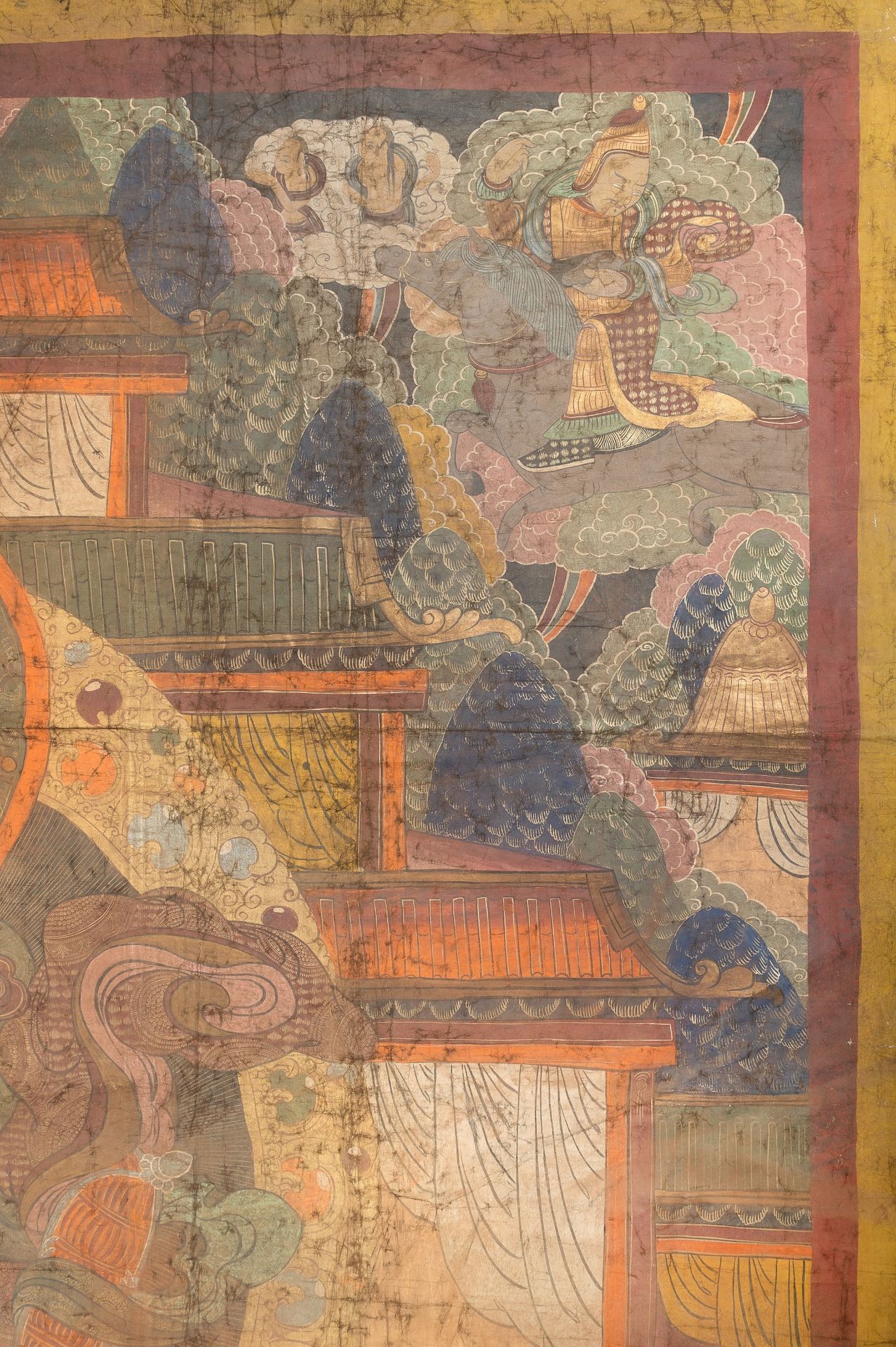 A VERY LARGE THANGKA OF VAISHRAVANA - Image 7 of 11