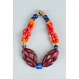 A NAGALAND MULTI-COLORED GLASS NECKLACE, c. 1900s