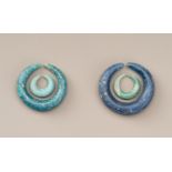 TWO PAIRS OF ANCIENT BLUE GLASS EARRINGS, DONG SON