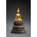 A THAI GOLD AND SILVER FOIL FIGURE OF BUDDHA SHAKYAMUNI, 19th CENTURY