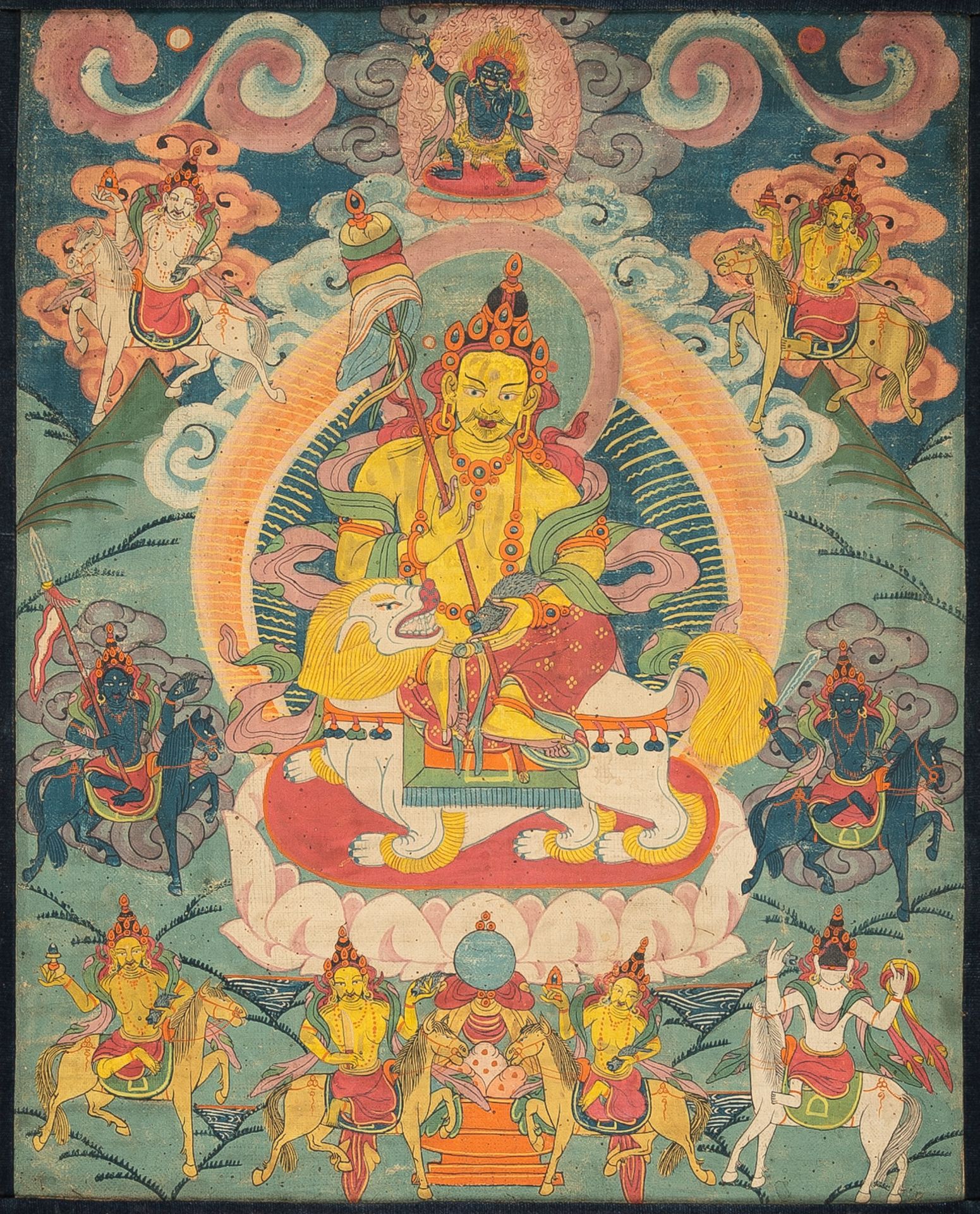 A THANGKA OF VAISHRAVANA, 19TH CENTURY