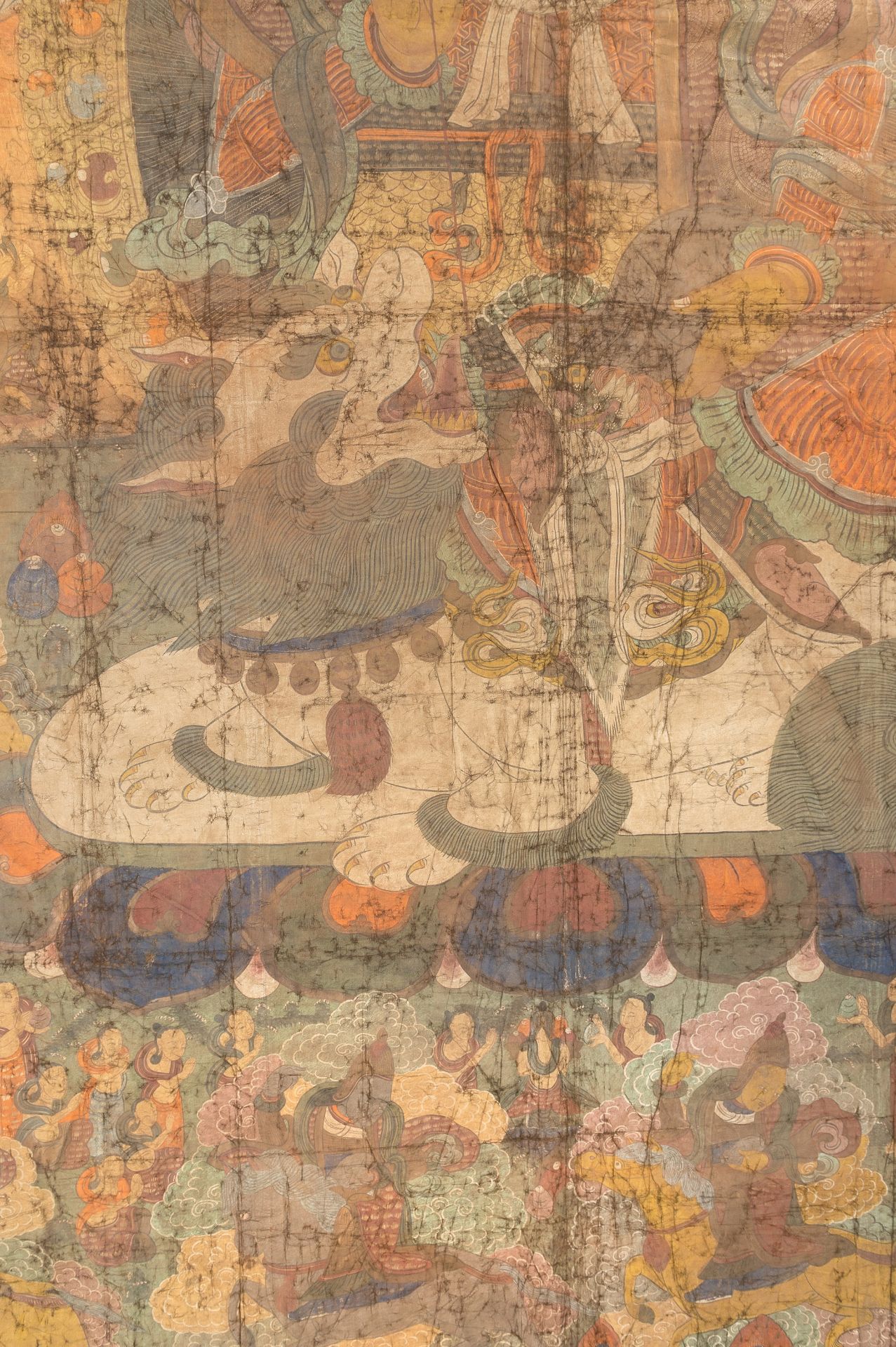 A VERY LARGE THANGKA OF VAISHRAVANA - Image 10 of 11