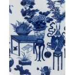 A BLUE AND WHITE 'HUNDRED ANTIQUES' PLAQUE, 18TH - EARLY 19TH CENTURY