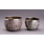 A LOT WITH TWO EMBOSSED SILVER BOWLS