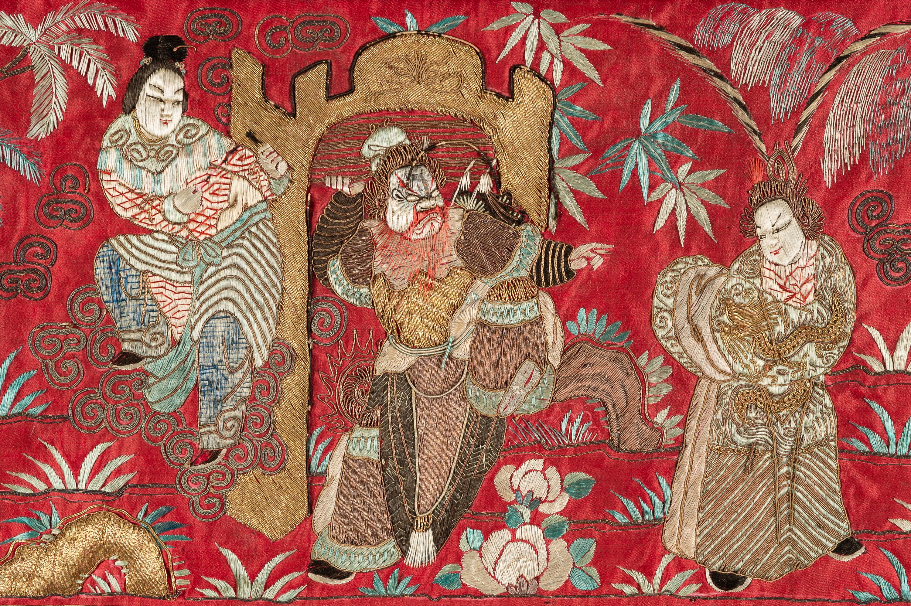 A LARGE EMBROIDERED WALL PANEL, QING - Image 8 of 26