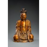 A GILT-LACQUERED WOOD FIGURE OF BUDDHA, 18TH-19TH CENTURY