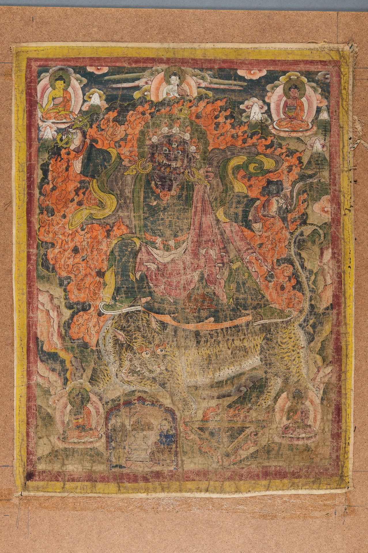A THANGKA OF MAHAKALA RIDING A TIGER, VYAGHRA-VAHANA - Image 3 of 10