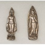 A LOT WITH TWO SHEET SILVER REPOUSSE VOTIVE PLAQUES OF BUDDHA