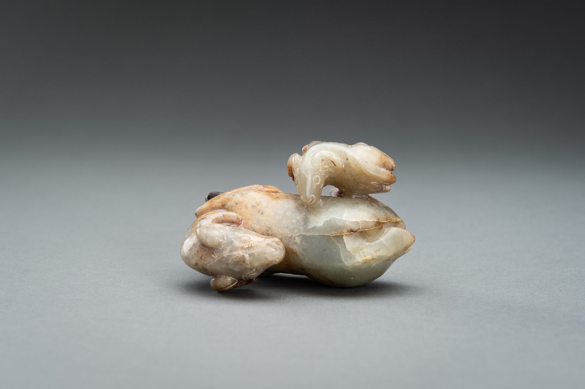 A CELADON JADE RAM GROUP, QING - Image 10 of 10