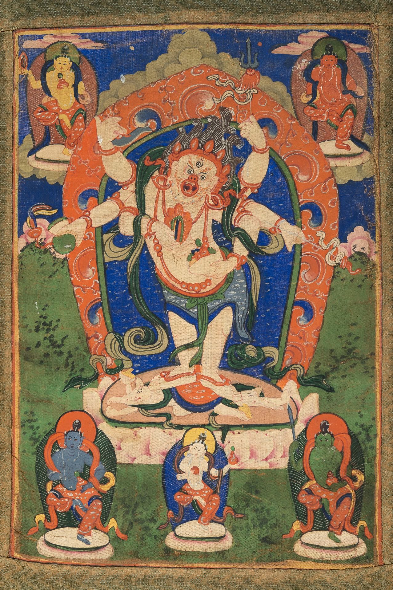 A THANGKA OF WHITE MAHAKALA, 19TH CENTURY