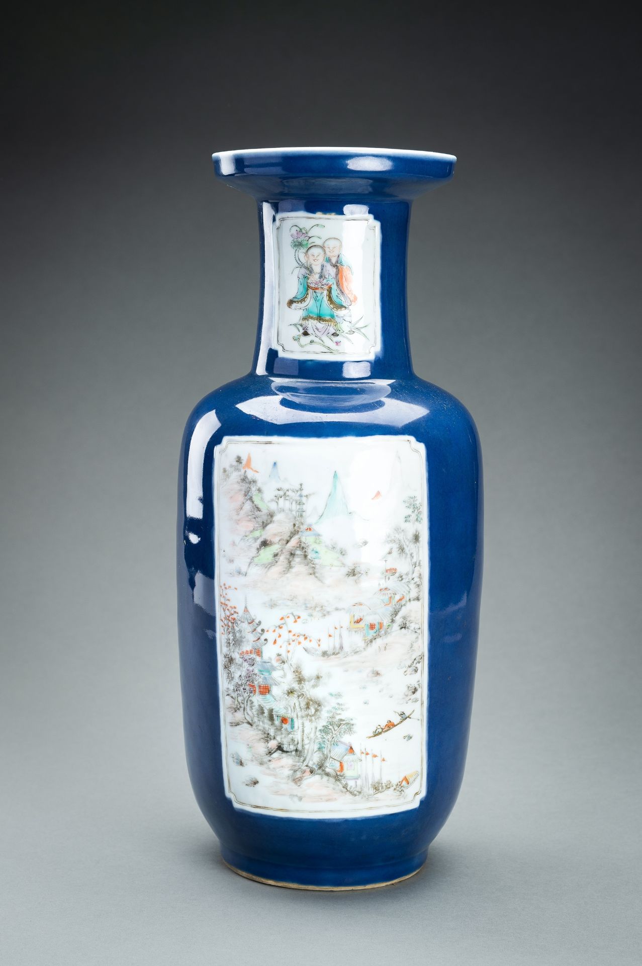 A LARGE AND FINE POWDER BLUE GROUND ENAMELED VASE, QING - Image 4 of 14