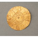 A SHEET GOLD PLAQUE INCISED WITH A LOTUS BLOOM, PRE-ANGKOR PERIOD
