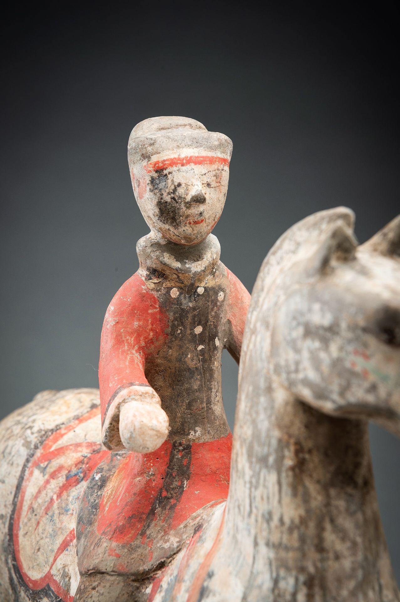 A POTTERY FIGURE OF AN EQUESTRIAN, HAN DYNASTY - Image 9 of 17