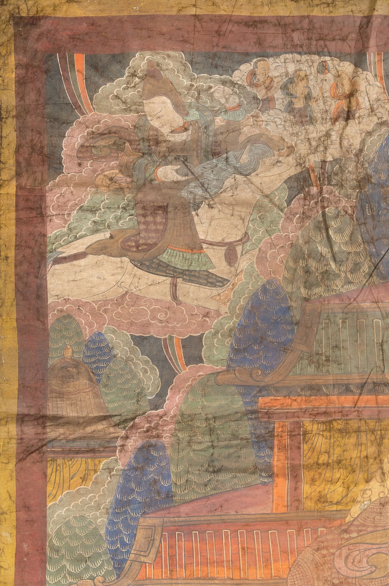 A VERY LARGE THANGKA OF VAISHRAVANA - Image 9 of 11