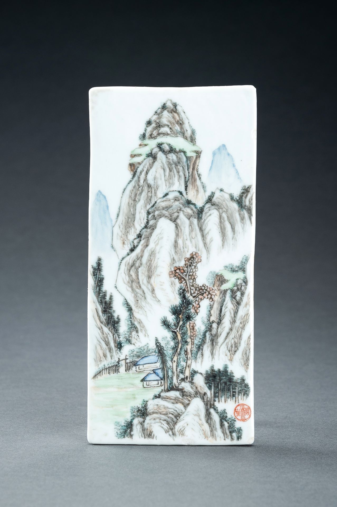 A 'QIANJIANG CAI' ENAMELLED 'LANDSCAPE' PLAQUE - Image 5 of 8