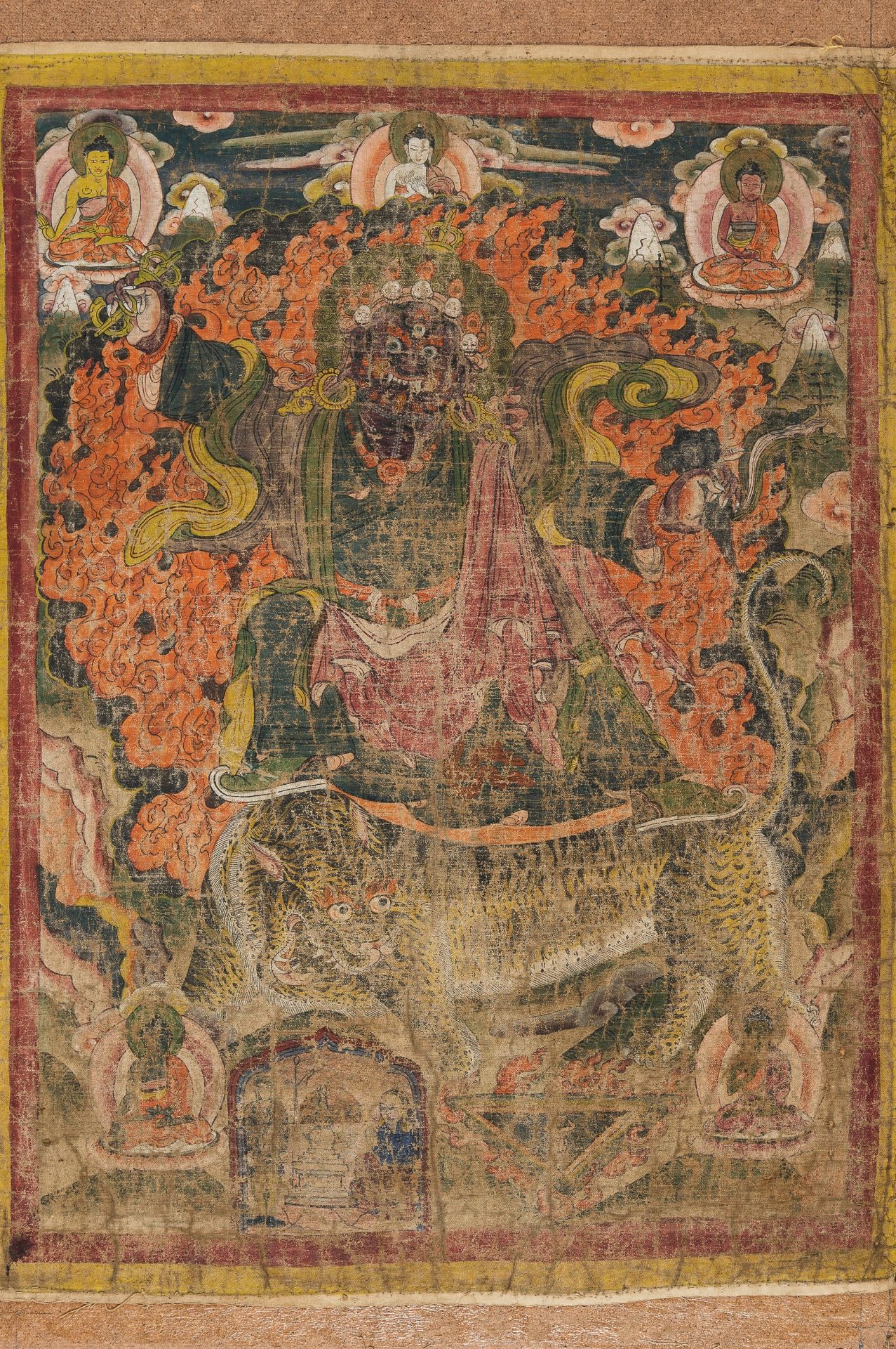 A THANGKA OF MAHAKALA RIDING A TIGER, VYAGHRA-VAHANA - Image 8 of 10