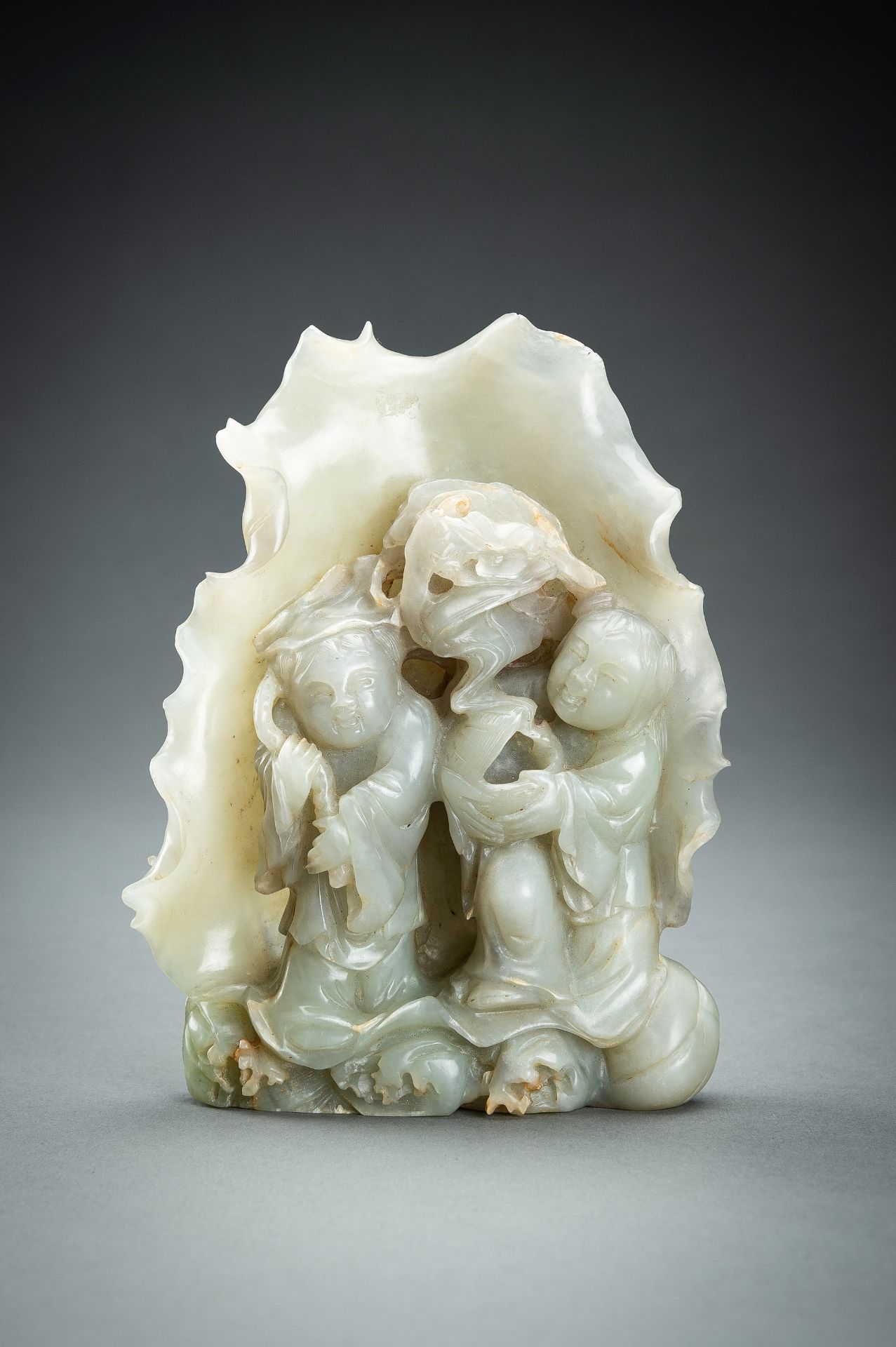 A CELADON JADE Â´HEHE ERXIANÂ´ GROUP, c. 1920s - Image 2 of 14