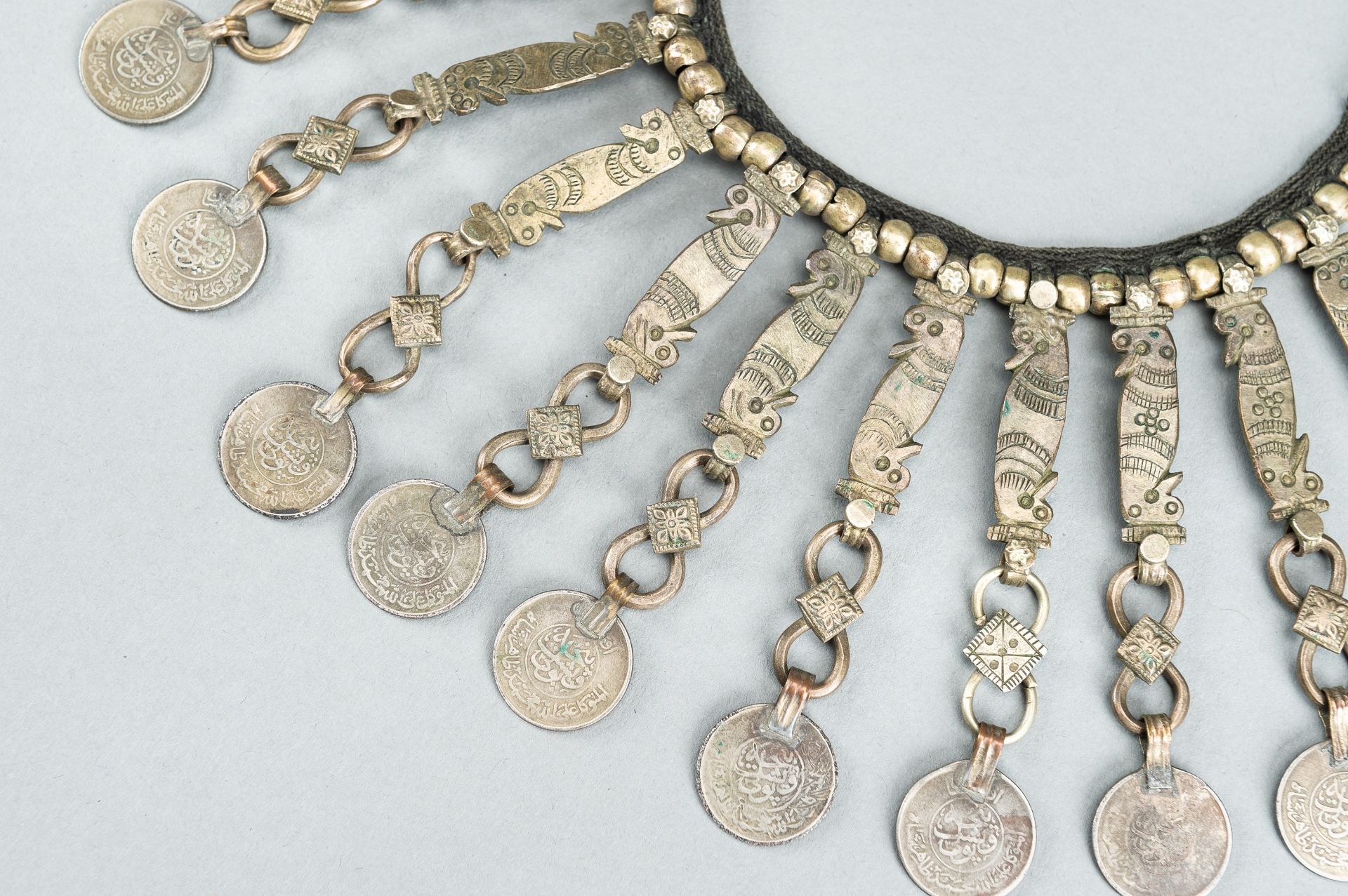 TWO TRIBAL SILVER AND METAL NECKLACES, ONE WITH AFGHAN COINS, c.1950s - Bild 11 aus 12