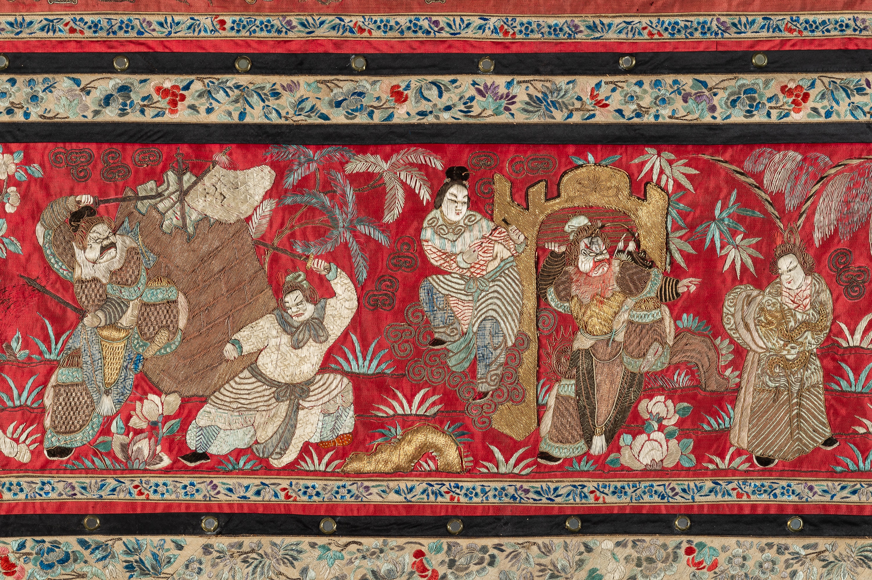 A LARGE EMBROIDERED WALL PANEL, QING - Image 4 of 26