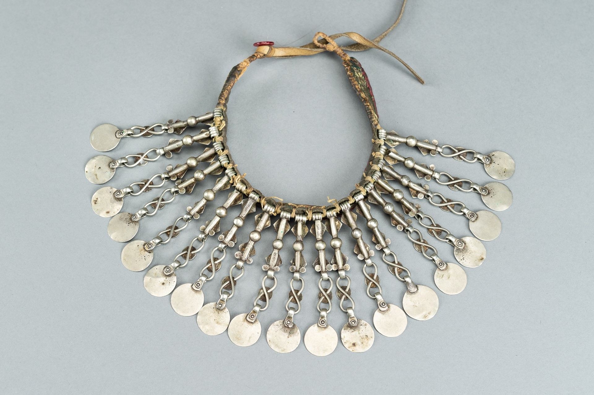 TWO TRIBAL SILVER AND METAL NECKLACES, ONE WITH AFGHAN COINS, c.1950s - Bild 2 aus 12